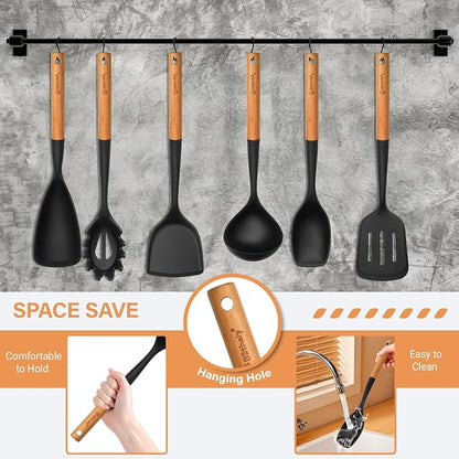 Large Silicone Kitchen Utensils Set, Heat Resistant and BPA Free Silicone - Image 7