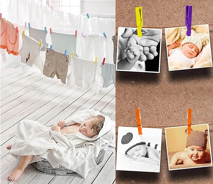 1.9" Yellow Wood Clothes Pins Easter Party Art Display Hanging Kit Place Card - Image 3