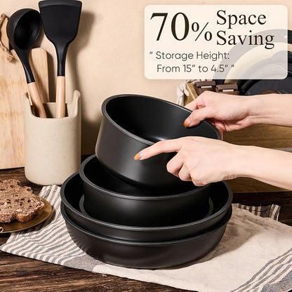 CAROTE 33pcs Pots and Pans Non Stick, Cookware Sets Detachable Handle, - Image 3