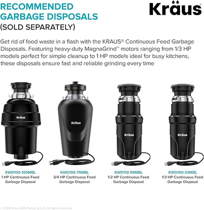 KRAUS Kore 32-Inch Undermount Workstation 16 Gauge Single Bowl Stainless Steel Kitchen Sink with Accessories, KWU110-32