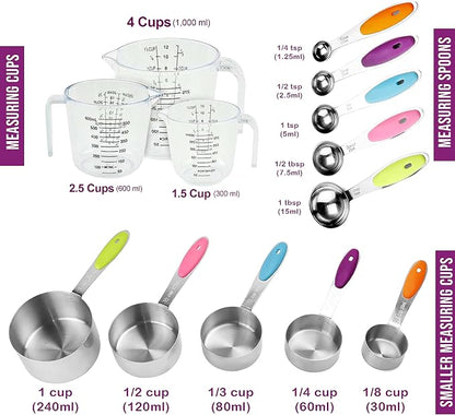 Measuring Cups and Spoons Set 13 Piece. Includes 10 Stainless Steel Measuring - Image 2