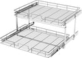 LOVMOR 2 Tier Individual Pull Out Cabinet Organizer 27" W x 21½" D, Slide Out Kitchen Cabinet Storage Sliding Shelves