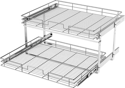 LOVMOR 2 Tier Individual Pull Out Cabinet Organizer 27" W x 21½" D, Slide Out by LOVMOR