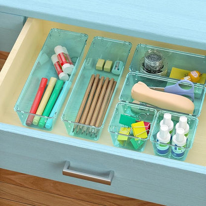 WOWBOX 6 Pack Clear Drawer Organizer Set, Acrylic Drawer Storage Trays - Image 6