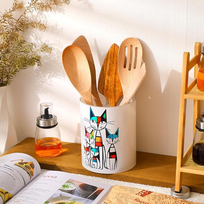 WILLBOND Cat Kitchen Decor Acrylic Kitchen Utensil Holder Crock Spoon Organizer - Image 2