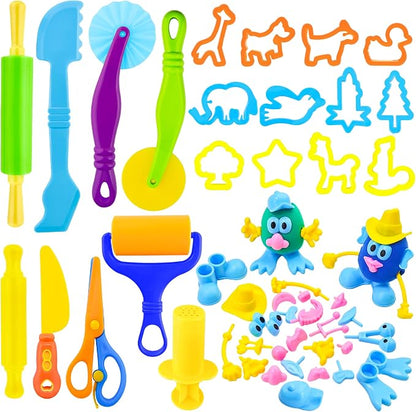 Dough Tools for Kids, 47-Piece Kids Clay and Dough Tool Kit– Includes Roller by iShyan
