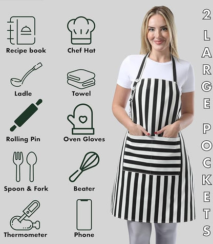 TOSHEX Kitchen Apron Waterdrop Resistant Cotton Apron - Image 4
