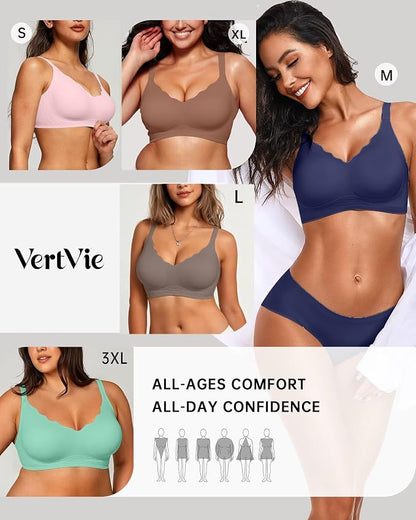 Vertvie Womens Seamless Bras No Underwire Supportive Wireless Push Up Full - Image 6