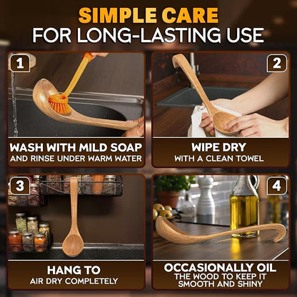 Wooden Ladle for Soup – 10.8×2.8" Deep Wood Ladle - Image 8