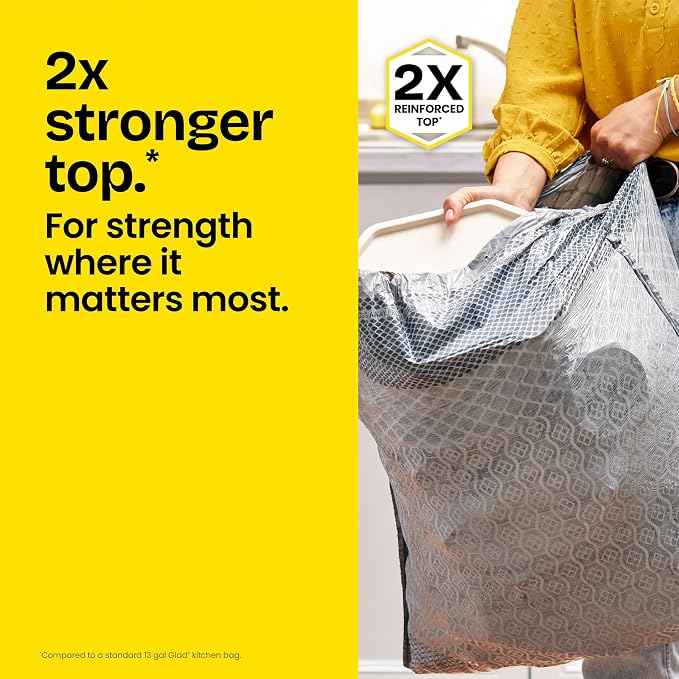 Glad ForceFlex MaxStrength Drawstring XL Kitchen Trash Bags, 20 Gal, 80 Ct - Image 2