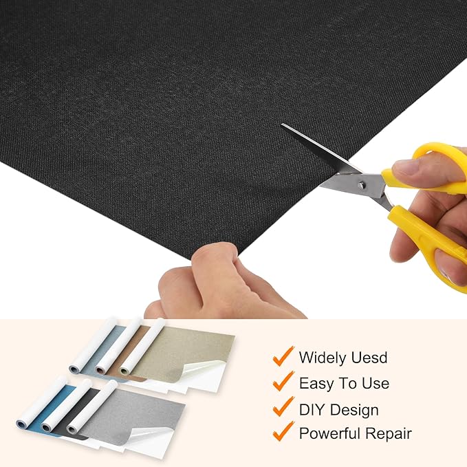 Repair Patches Repair Tape Self-Adhesive DIY Repair Patch Linen Gear Patch for Sofa, Furniture, Chair, Clothing,Tents,17x79 Inch,Grey
