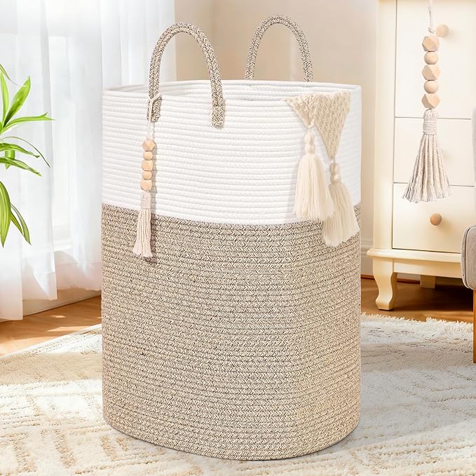 Woven Laundry Basket for Clothes, 100L Large Rectangle Laundry Hampers by WENMER