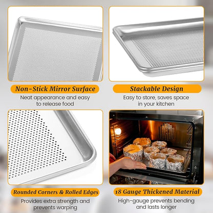12 Pack Half Size Aluminum Perforated Baking Sheet Pan, Restaurant & Kitchen - Image 3