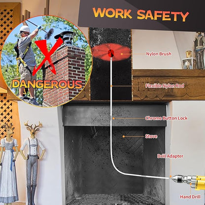 46 Feet Chimney Sweep Kit, Chimney Cleaning Kit - Image 4