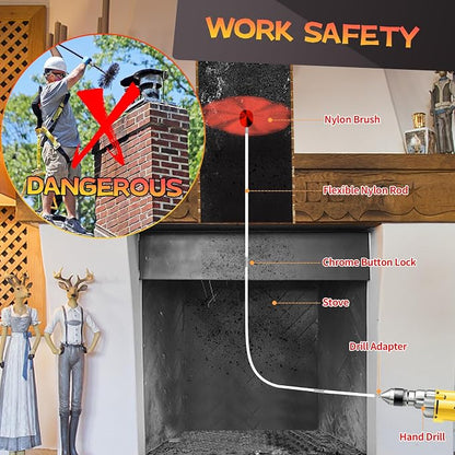 20 Feet Chimney Sweep Kit, Chimney Cleaning Kit - Image 3
