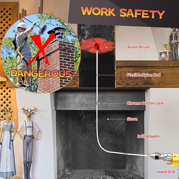 39 Feet Chimney Sweep Kit, Chimney Cleaning Kit - Image 3