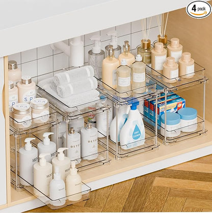 Yieach 4 Pack Under Sink Organizers and Storage, Two Tier Pull Out Cabinet by Yieach