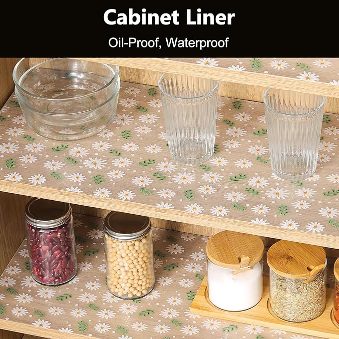 INNOLITES Shelf Liner – Cabinet & Drawer Liner Non-Adhesive – Waterproof Oil-Proof – Durable EVA with Floral for Kitchen Cabinets Refrigerator – BPA-Free, Easy to Cut 11.8" x 236"