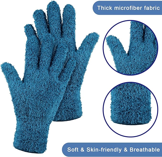 Bencailor 4 Pairs Microfiber Dusting Gloves Washable Reusable Cleaning Gloves - Image 5