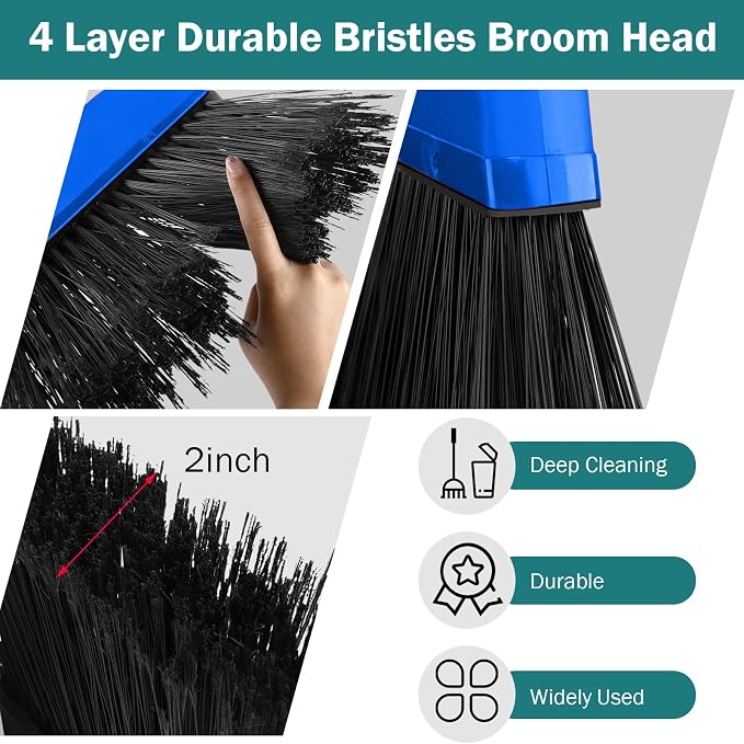 8 Pcs Outdoor Broom for Floor Cleaning 54 Inch Commercial Heavy Duty Broom Long - Image 4