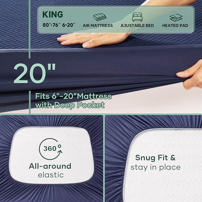 OhGeni 100% Waterproof Mattress Protector, King Size Mattress Pad, Fits 6"-20" - Image 2