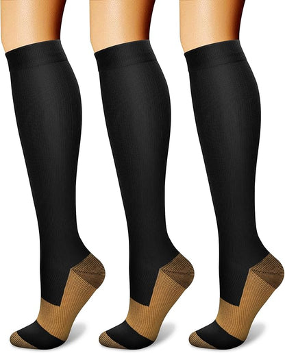 CHARMKING Compression Socks for Women & Men Circulation (3 Pairs) 15-20 mmHg is Best Support for Athletic Running Cycling