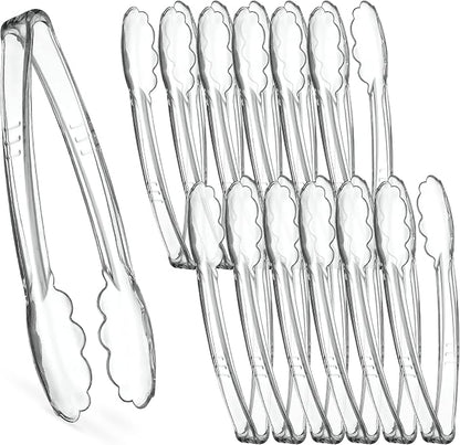 Plasticpro 9'' Serving Tongs Heavy Duty Reusable Kitchen and BBQ Clear Serving by PLASTICPRO