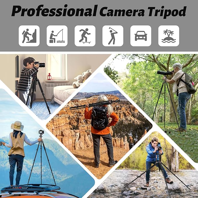 JOILCAN Tripod for Camera, 81" Aluminum Camera Tripod Monopod for DSLR, Heavy Duty Travel Tripods for Spotting Scope Binoculars Laser Level, Payload 35Lb