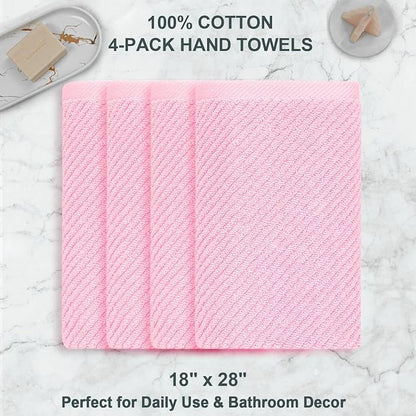 VOOVA & MOVAS Pink Bathroom Hand Towels Set of 4, Large 18" x 28" - Image 4