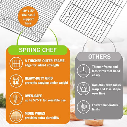 Spring Chef 10 x 15 Inch Stainless Steel Cooling Rack - Image 3