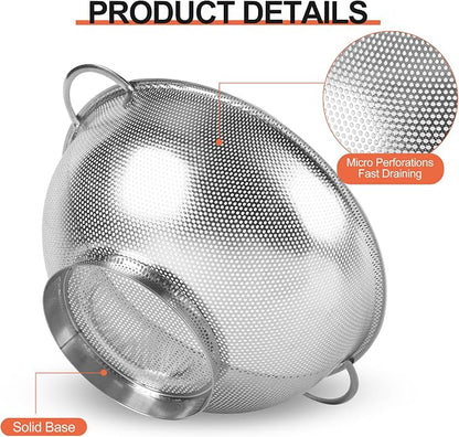 Kaishun Stainless Steel Colander and Strainer Set, Strainer - Image 3