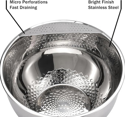 Rice Washing Bowl with Strainer Quinoa Washer Bowl, Stainless Steel Side - Image 4