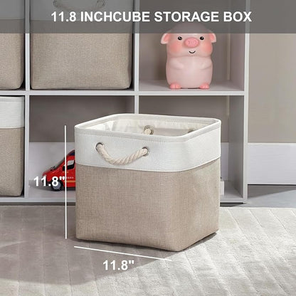 Mangata Canvas Storage Boxes, 11.8 Inch Cube Storage Bins Set of 6 - Image 3