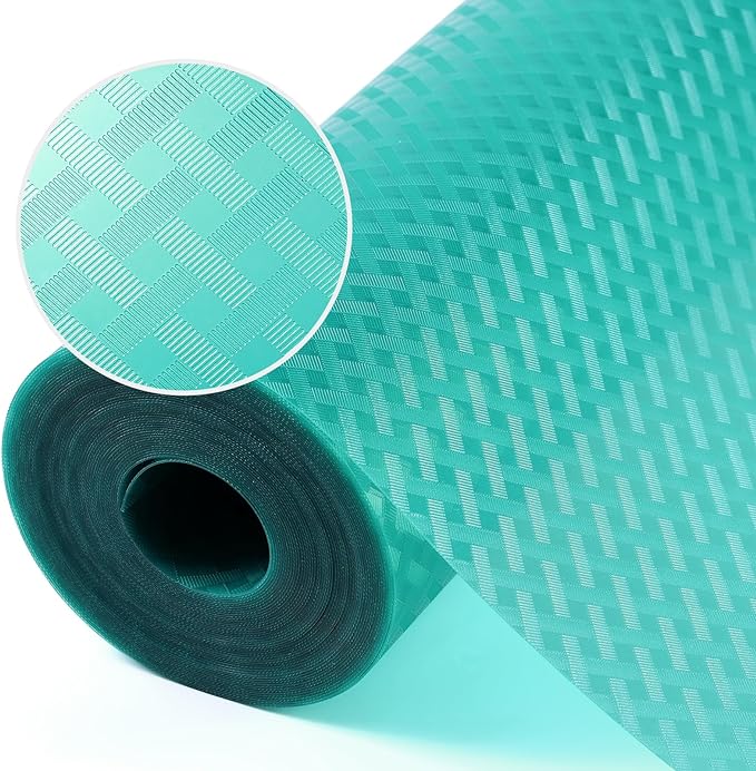 Shelf Liners for Kitchen Cabinets, Waterproof and Oil-Proof Kitchen Cupboard Liner, Refrigerator Liners and Plastic Drawer Mats EVA Non Adhesive Shelves, Fridge Blue 11.8 x 393.7 Inches