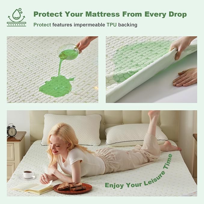 Waterproof Mattress Protector, Queen Size Mattress Pad Fitted 6"-18" Deep Pocket - Image 3