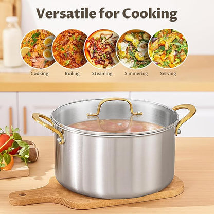 BEZIA 6 Quart 3-Ply Stainless Steel Stockpot, Soup Pot - Image 5