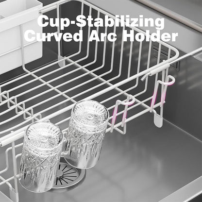 Dish Drying Rack in Sink: Expandable, 3-Slot Utensil Holder, Anti-Slip Handle. - Image 5