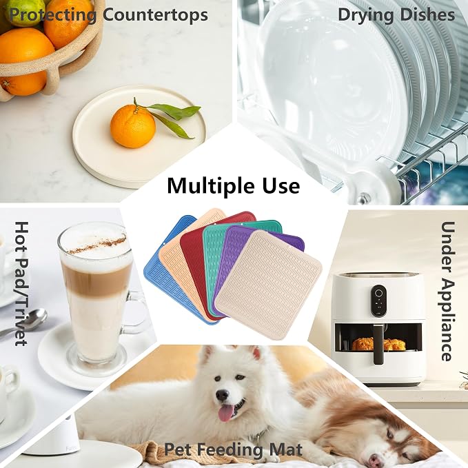 ZLR Silicone Dish Drying Mat for Kitchen Counter, Eco-Friendly Fast Dry Dish Mat - Image 4