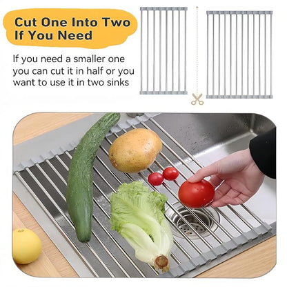 Roll Up Dish Drying Rack, 19.7" x 15.8" Over The Sink Dish Drying Rack - Image 4