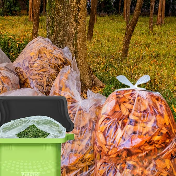 40-45 Gallon Lawn & Leaf Trash Bags, Heavy Duty Clear Plastic Recycling Bags - Image 7