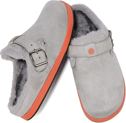 Fur Lined Clogs for Women Men Suede Winter Slippers Arch Support Slip on Mules - Image 6