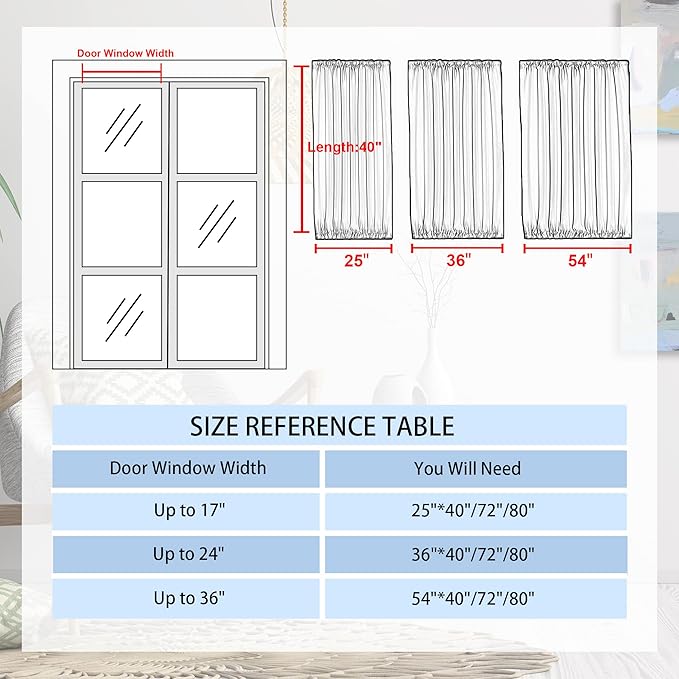 DWCN French Door Curtains – Rod Pocket Thermal Blackout Curtain for Doors with Glass Window, Kitchen and Patio Doors for Privacy, 25 X 40 Inch Length, 1 Curtain Panel with Tieback, Brown