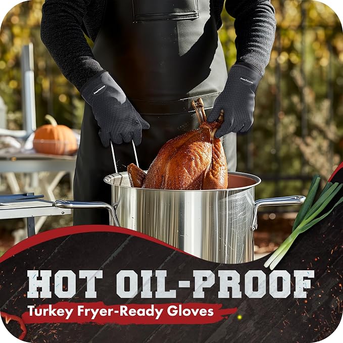 KITCHEN PERFECTION Silicone Smoker Oven Gloves-Extreme Heat Resistant BBQ - Image 5