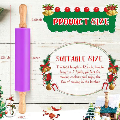 Dandat 6 Pcs Small Rolling Pin Kids 12 Inch Mini Silicone Rolling Pin - Image 2