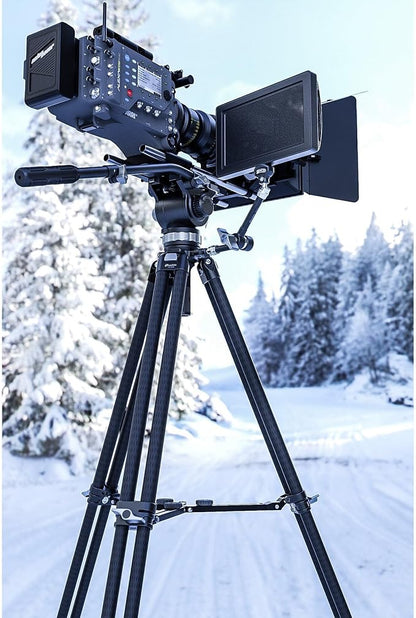 Leofoto LVC-253C+BV-20 Video Tripod, Twin Leg, Integrated Bowl, Leveling Base with Handle, 3 Leg Sections, Fluid Head Set, Lever Release Clamp