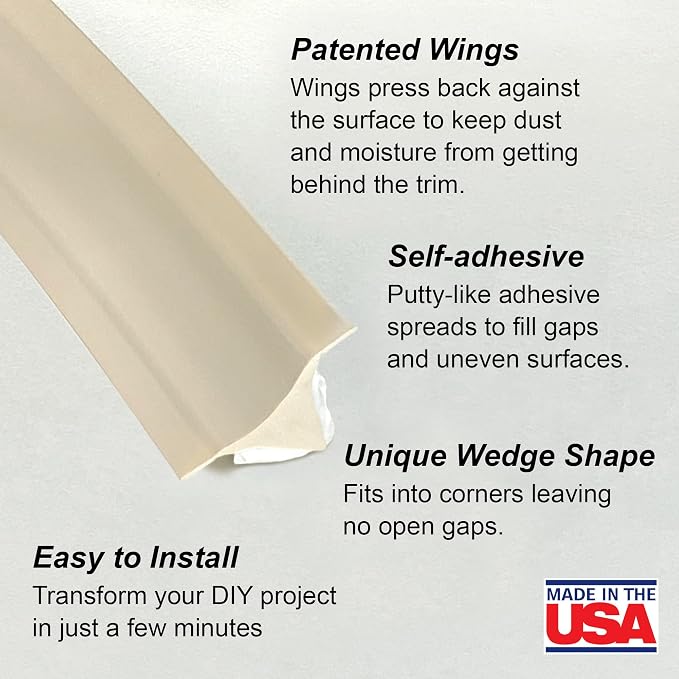 InstaTrim The Original Flexible Trim - 50ft Ivory 3/4" Wide Caulk Tape - - Image 2