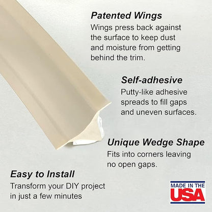 InstaTrim The Original Flexible Trim - 50ft Ivory 3/4" Wide Caulk Tape - - Image 2