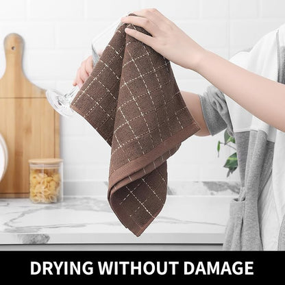 Homaxy 100% Cotton Terry Kitchen Towels, Checkered Designed, Soft and Super - Image 4