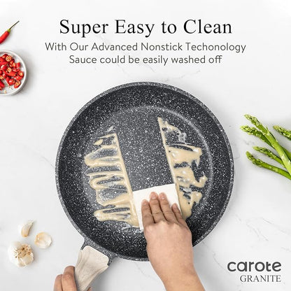 CAROTE Non Stick Frying Pan Skillet Set, Omelet Pan, Healthy Non Toxic Granite - Image 5