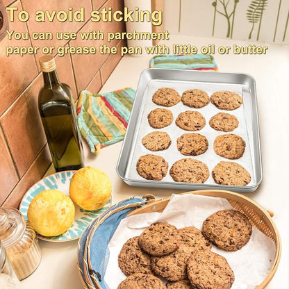 P&P CHEF 16 Inch Baking Cookie Sheet, Oven Pan Tray Stainless Steel Sheet Pan - Image 4